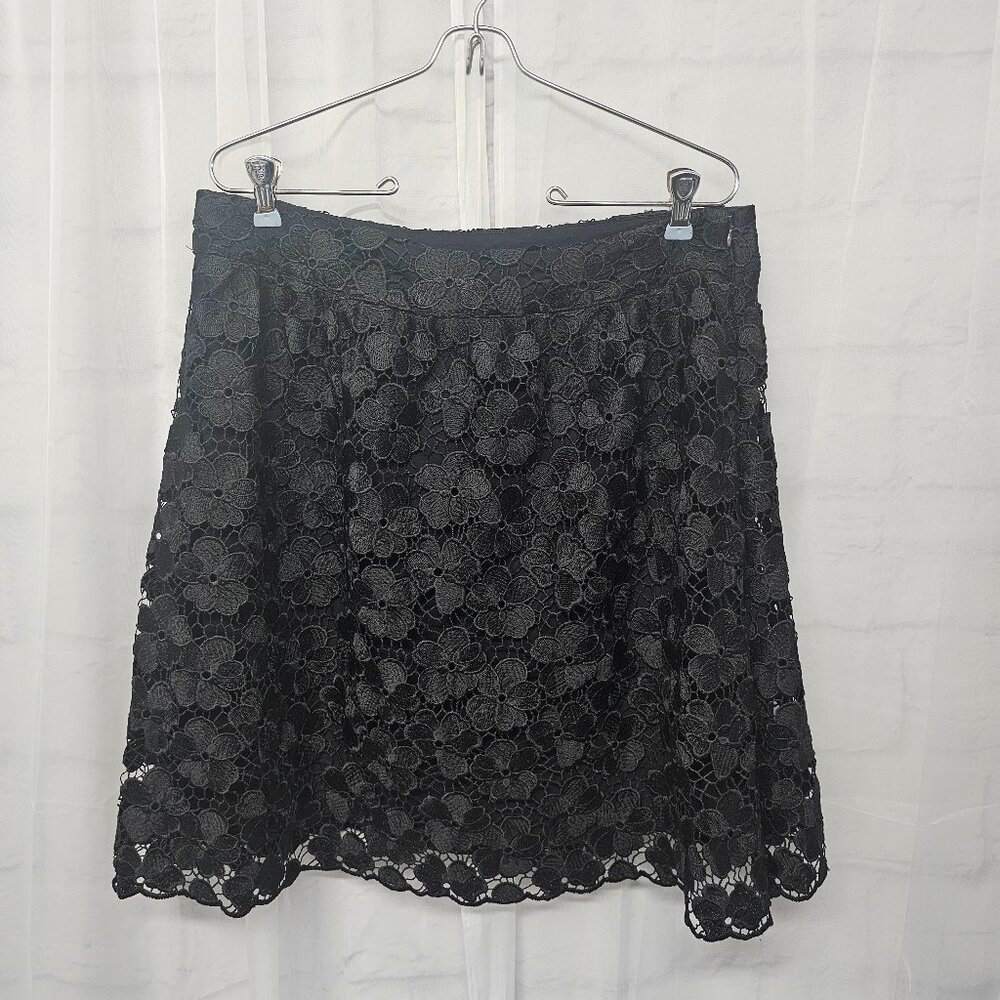 INC Skirt Black Floral Lace Goth Fairy Whimsigoth Coquette A-line 12